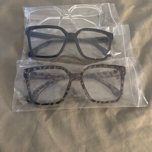 Trio of Oversized Square Bluelight Glasses — Clear, Black, Tortoiseshell